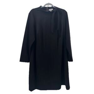 Classic Black Calvin Klein Long Sleeve Dress w/ Bow Detail at Neck Size 16